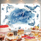 Blue Ocean Happy Birthday Backdrop Decorations Marine Animals Happy Birthday Banner Birthday Blue Ocean Photo Background For Hom