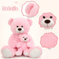 Morismos Giant Teddy Bear Stuffed Animals, Soft Big Mommy And Baby Bear, Pink Stuffed Bear For Girls On Baby Shower Valentine Christmas Birthday, 39 Inch