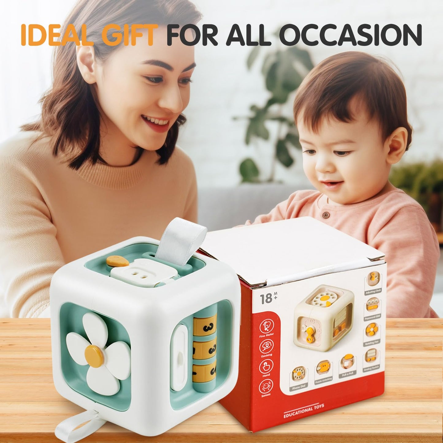 Vomii Montessori Toys For 1 Year Old, Activity Busy Cube Sensory Toys For Toddlers,1 Year Old Toy Travel Toys Educational Learni