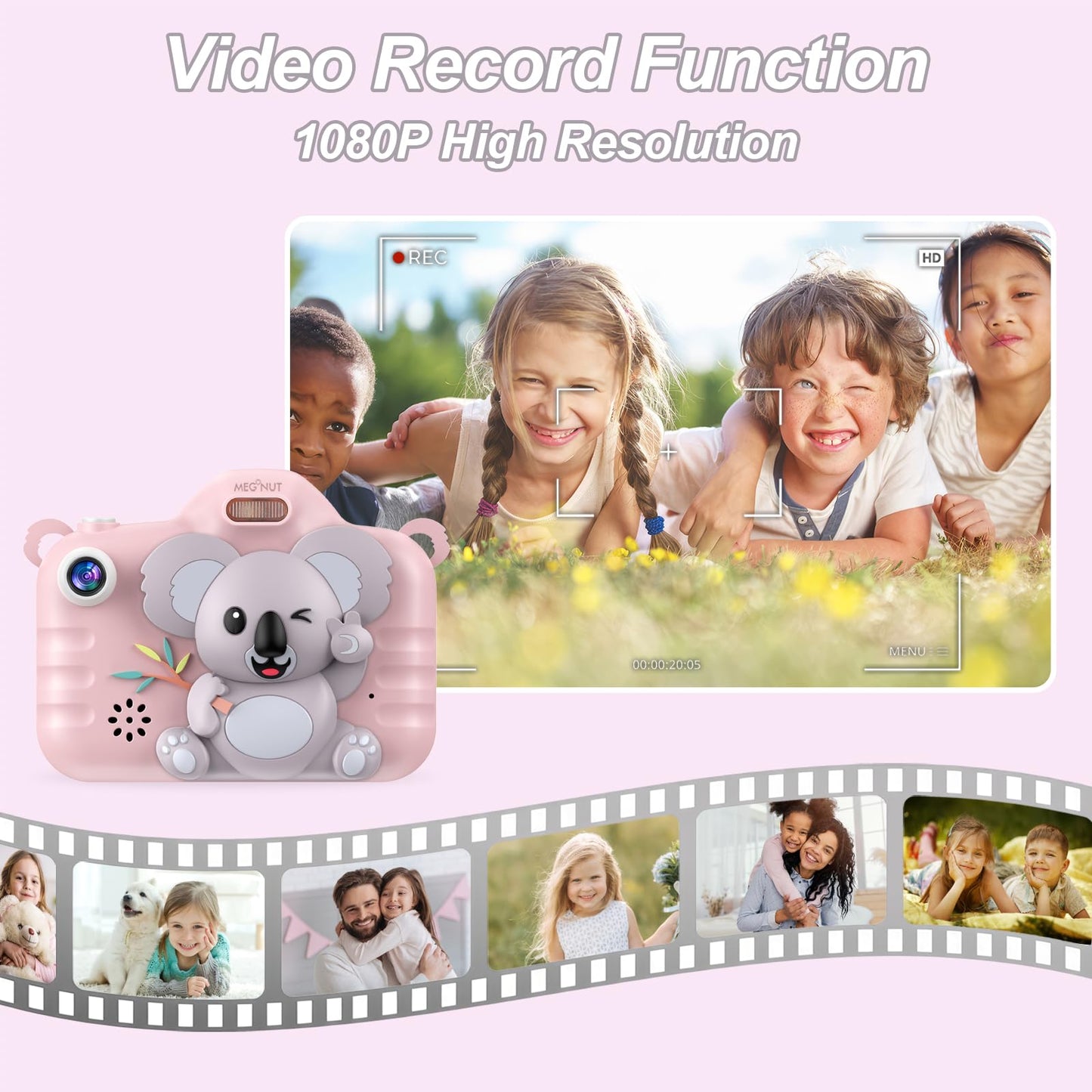 Megnut Kids Camera Koala Toys For 3-9 Years Girls Boys Toddler Digital Selfie Camera Video Camcorder Christmas Birthday Gifts Fo