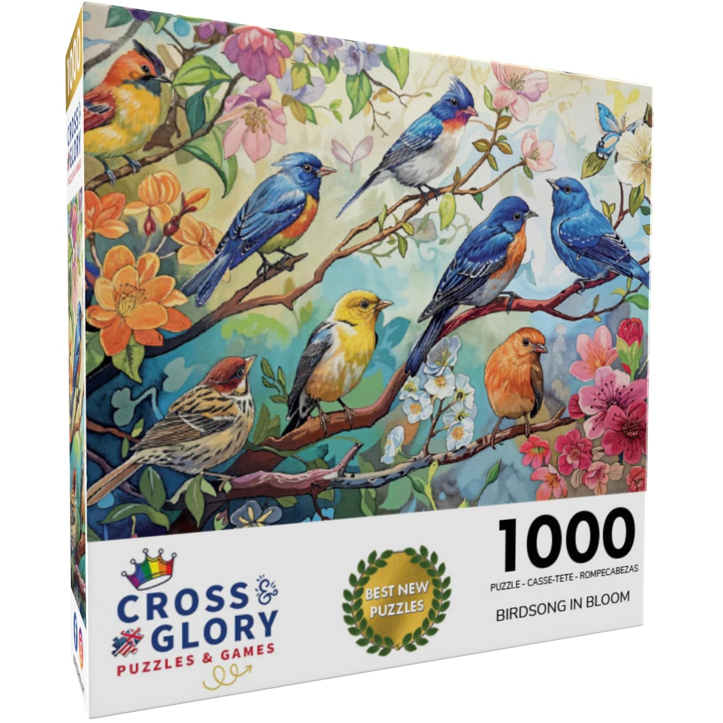 Cross & Glory - Birdsong In Bloom - 1000 Piece Jigsaw Puzzle For Adults | Audubon Birds | Perfect For Nature Lovers