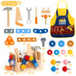 TONZE Kids Tool Set with Apron, Wooden Toddler Tool Bench Montessori Toys for 3 4 Year Old, 39 PCS Educational STEM Construction