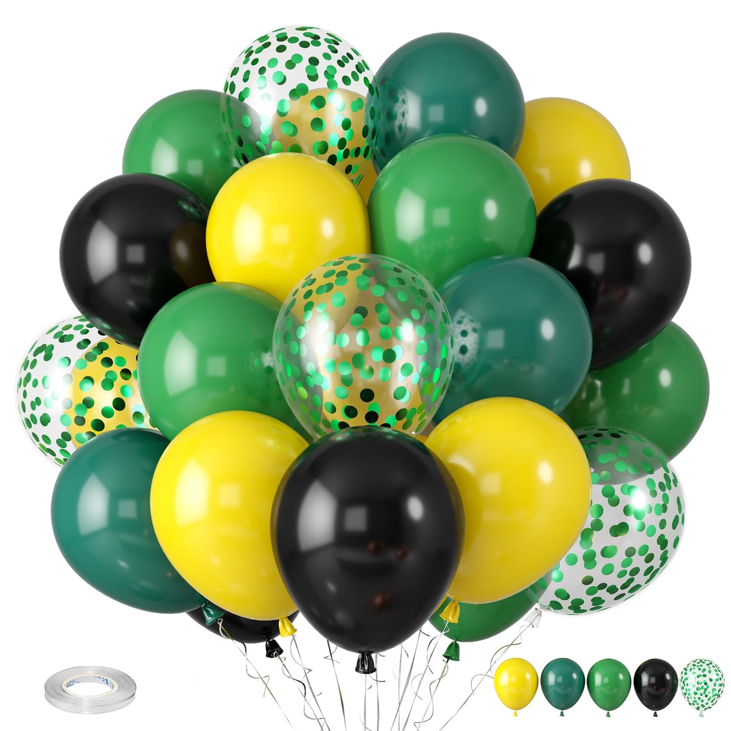 Green And Yellow Balloons, Tractor Football Sport Theme Balloon, Black Yellow Balloon, Vintage Dark Green Balloons Green Confett