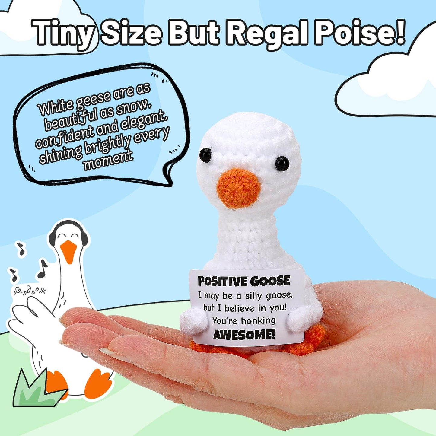 Juleasel Mini Goose Positive Crochet Animal Emotional Support Crochet Desk Goose With Positive Card For Coworkers Best Friend En