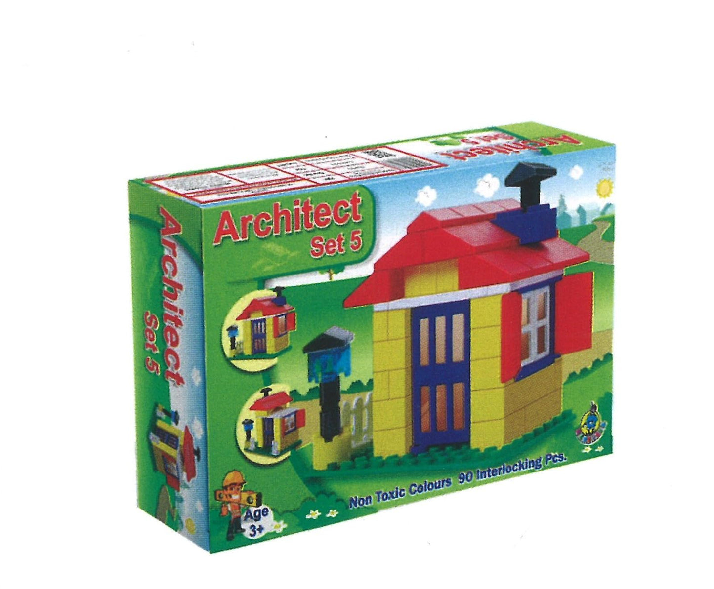 Architect Set 5 Educational Building Blocks For Kids  90 Piece NonToxic Interlocking Brick House Construction Toy Kit, Stem Le
