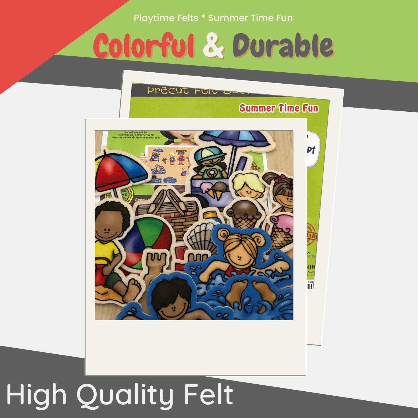 Summer Time Fun Felt Set | PRECUT & Ready to Play Felt Story Pieces for Flannel Board Teaching - Adorable Felt Characters by Pla