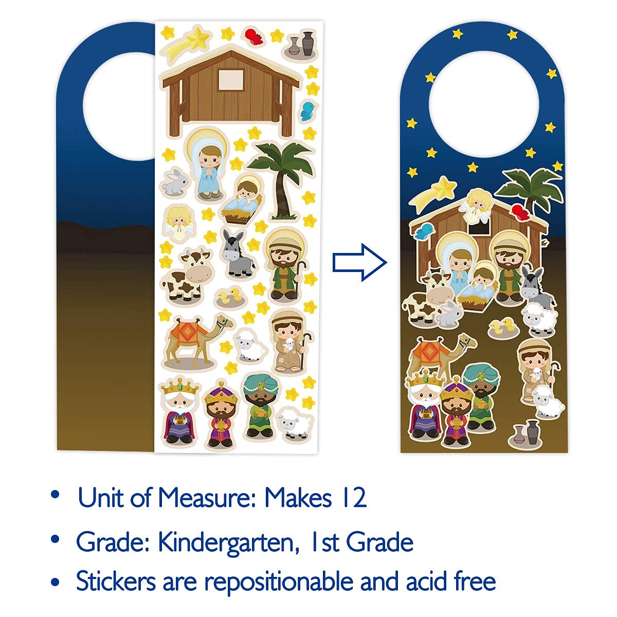 Ceiba Tree Nativity Stickers Make A Nativity Scene Sticker Door Nob Hangers For Vbs Classroom Craft Kit Christmas Ornament Holid