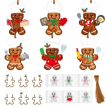Epakh 24 Sets Cooking Gingerbread Crafts Kit Christmas Crafts Tissue Paper Sun Catcher Bulk Winter Xmas DIY Art Make Your Own Ha