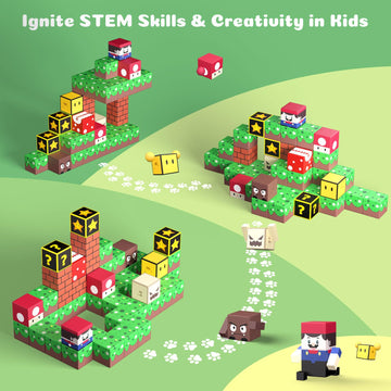 Dufvrpe Minecraft Magnetic Blocks - 48Pcs The Plumber Is Out - 1'' Creative Magnacraft Magnetic Building Cubes Gift Set For Kids