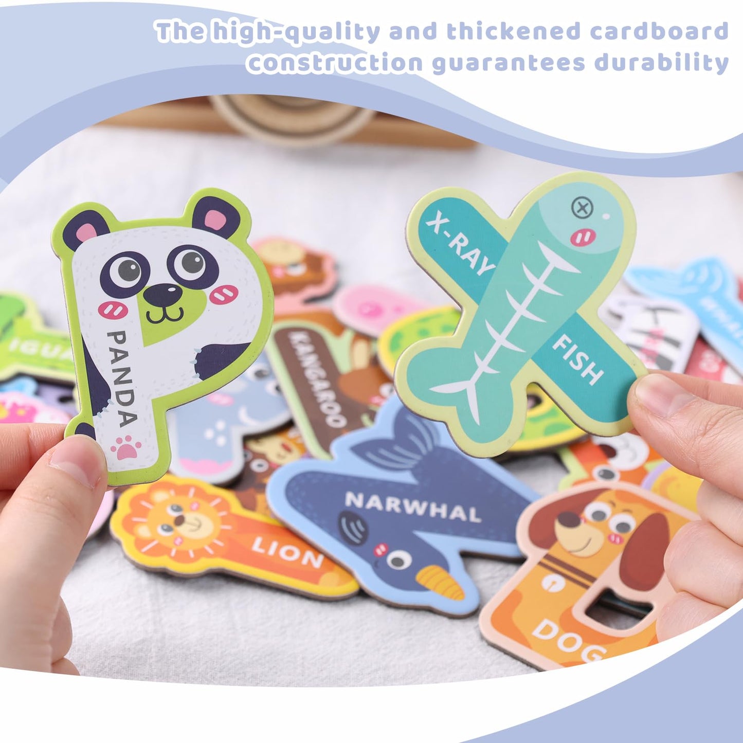 Mcpinky 52Pcs Large Magnetic Letters, Cute Animal Alphabet Abc Magnets Colorful Uppercase Lowercase Animals Toys Set For Fridge Educational Spelling Learning Games Kids Toddlers