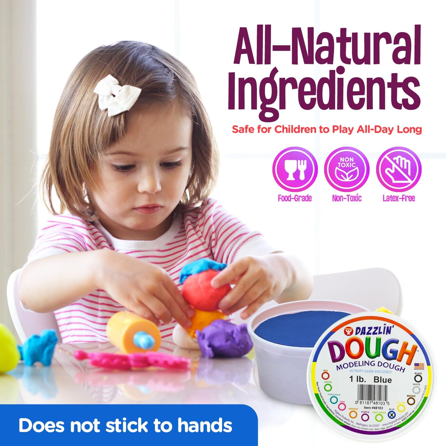 Hygloss Kids Unscented Dazzling’ Modeling Play Dough, 1 Lb. Of Twelve Assorted Colors, 12 Pounds Total