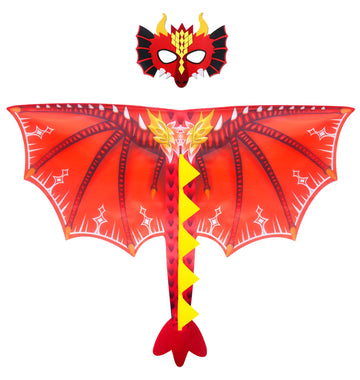 D.Q.Z Toddlers Dinosaur-Dragon-Wings Costume For Kids With Mask, Dino Cape Boys Girls Dress Up Birthday Party Toys Gifts (Red)