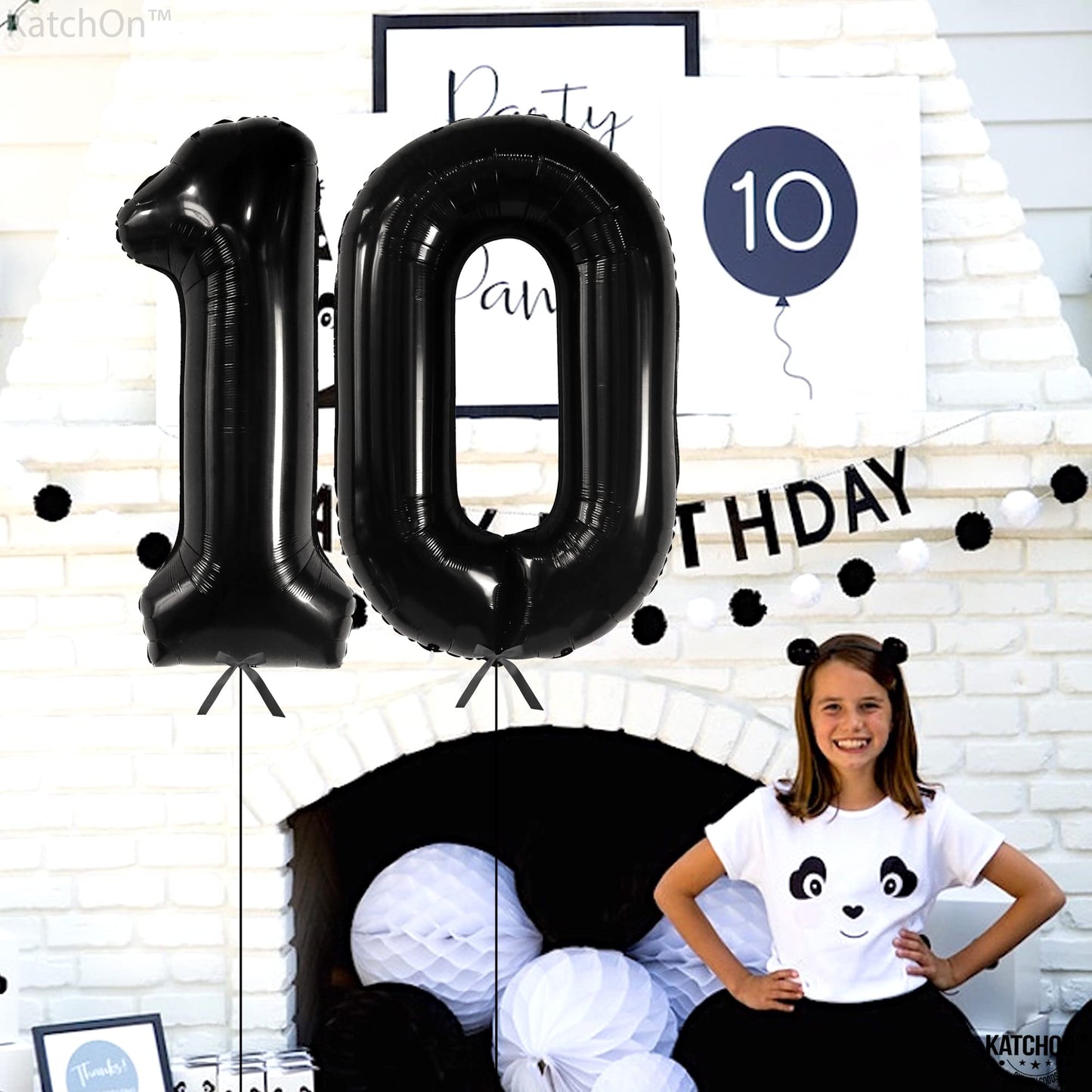 Katchon, Giant Black 10 Balloon Number - 40 Inch | 10Th Birthday Decorations | Black 10Th Birthday Balloons For 10 Birthday Decorations Black | Black Number 10 Balloons