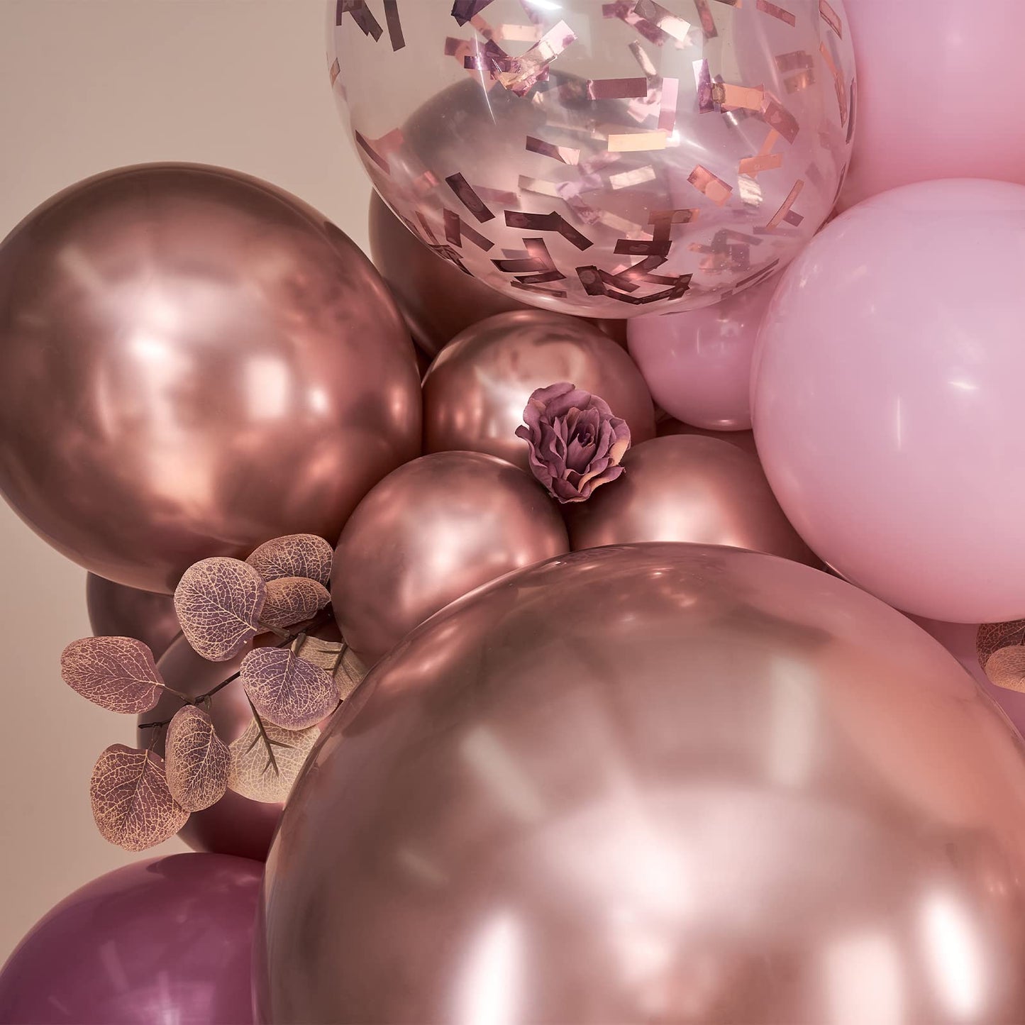 PartyWoo Balloon Arch Kit - 140 pcs Pink Garland, 18" Rubber Balloons, Dusty Rose, Rose Gold, Ideal for Birthday, Bridal Shower, Wedding