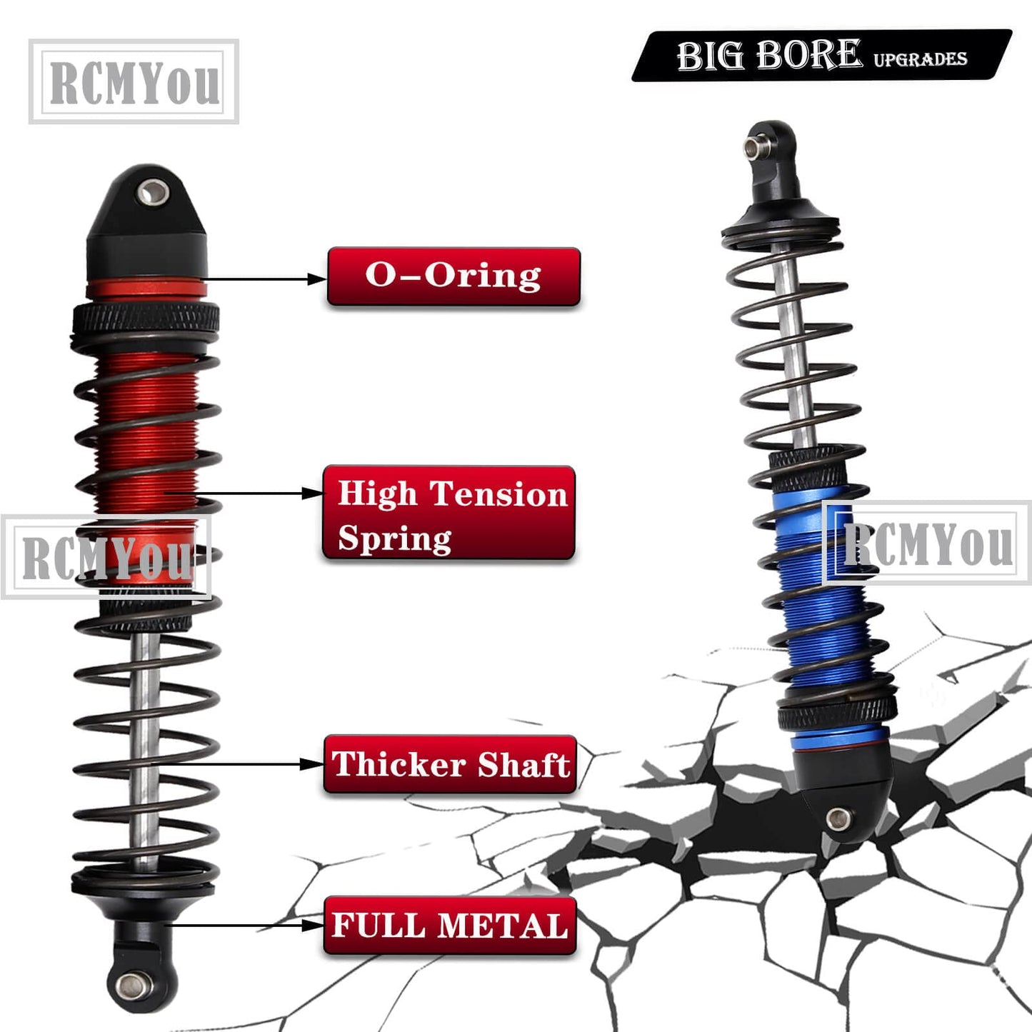 RCMYou Upgrades for 1/10 ARRMA,Alloy RC Shocks,Caster Block,Steering Blocks,Rear Stub Axle Carriers for Granite/Senton 4x4 3S Bl