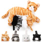 Skylety Cat Stuffed Animal Set with 4 Plush Kittens, Pink Plush Mommy Kitty, Perfect for Birthday Party Favors and Gifts, 5 Piece Assortment