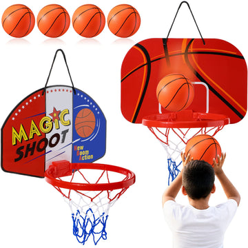 Sosation 2 Pcs Mini Basketball Hoop with 4 Basketball  Sticky Hook  Pump  Indoor No Drilling Basketball Hoop Decompress Game for Kid mature-themed Gift(Shoot  Basketball Pattern Style)