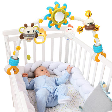 Caterbee Baby Bouncer Bar Toy, Pram Toy With Activity Travel Arch Bassinet Toys For Toddlers (Blue)
