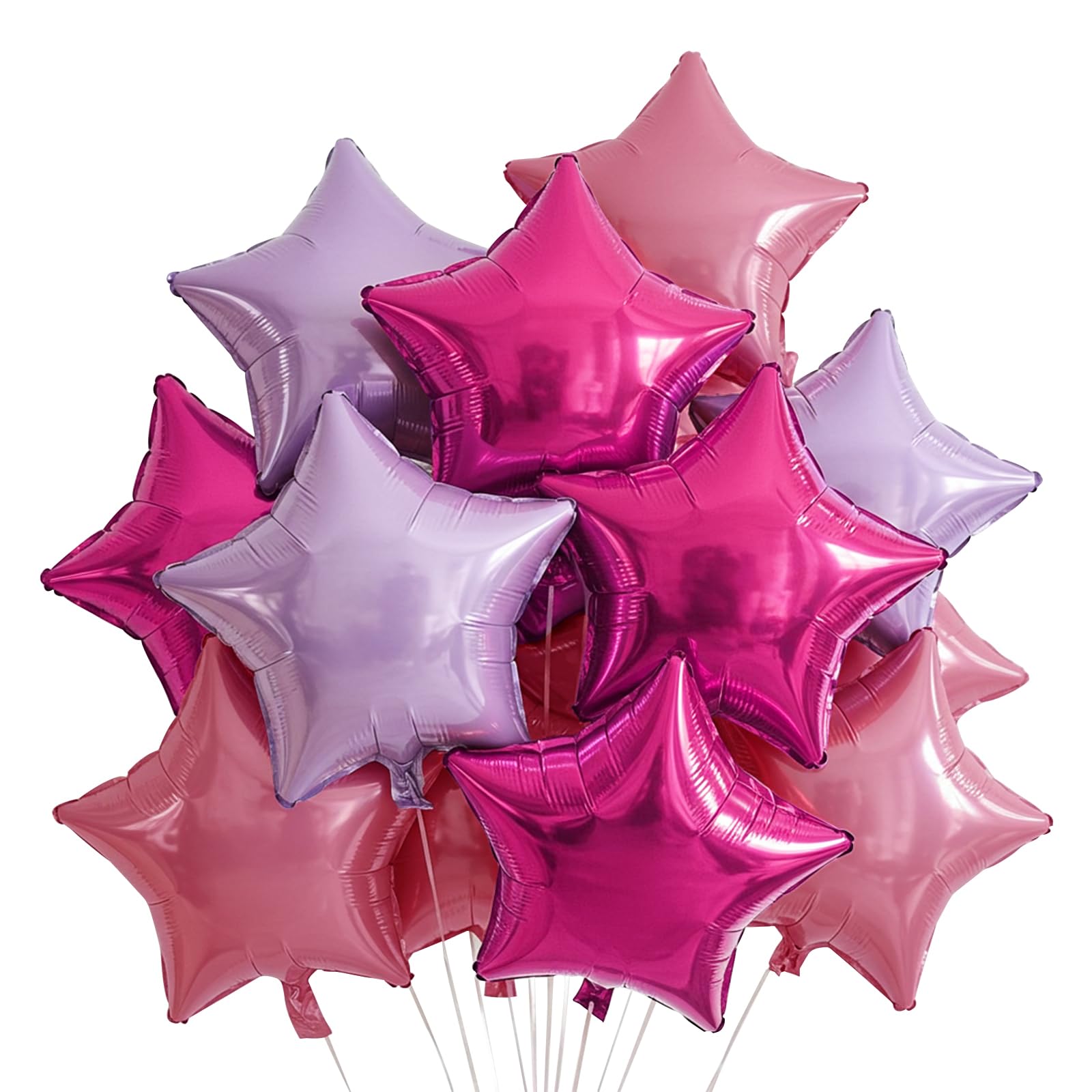 TONIFUL 15Pcs 18 Inch Large Pink Purple Star Shape Foil Balloons Big Stars Helium Mylar Ballons for Birthday Wedding Baby Shower