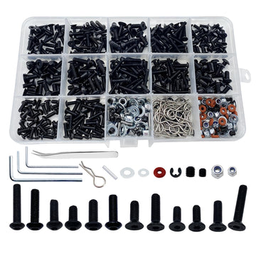 520pcs Universal RC Screw Kit Screws Assortment Set, Hardware Fasteners for Traxxas Redcat Arrma Axial RC4WD HSP HPI SCX10 Losi