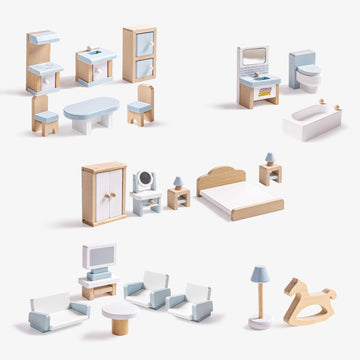 Robotime Dollhouse Furniture, Wooden Doll House Furniture Set, 23 Pcs Doll House Accessories And Furniture, Dollhouse Furniture 