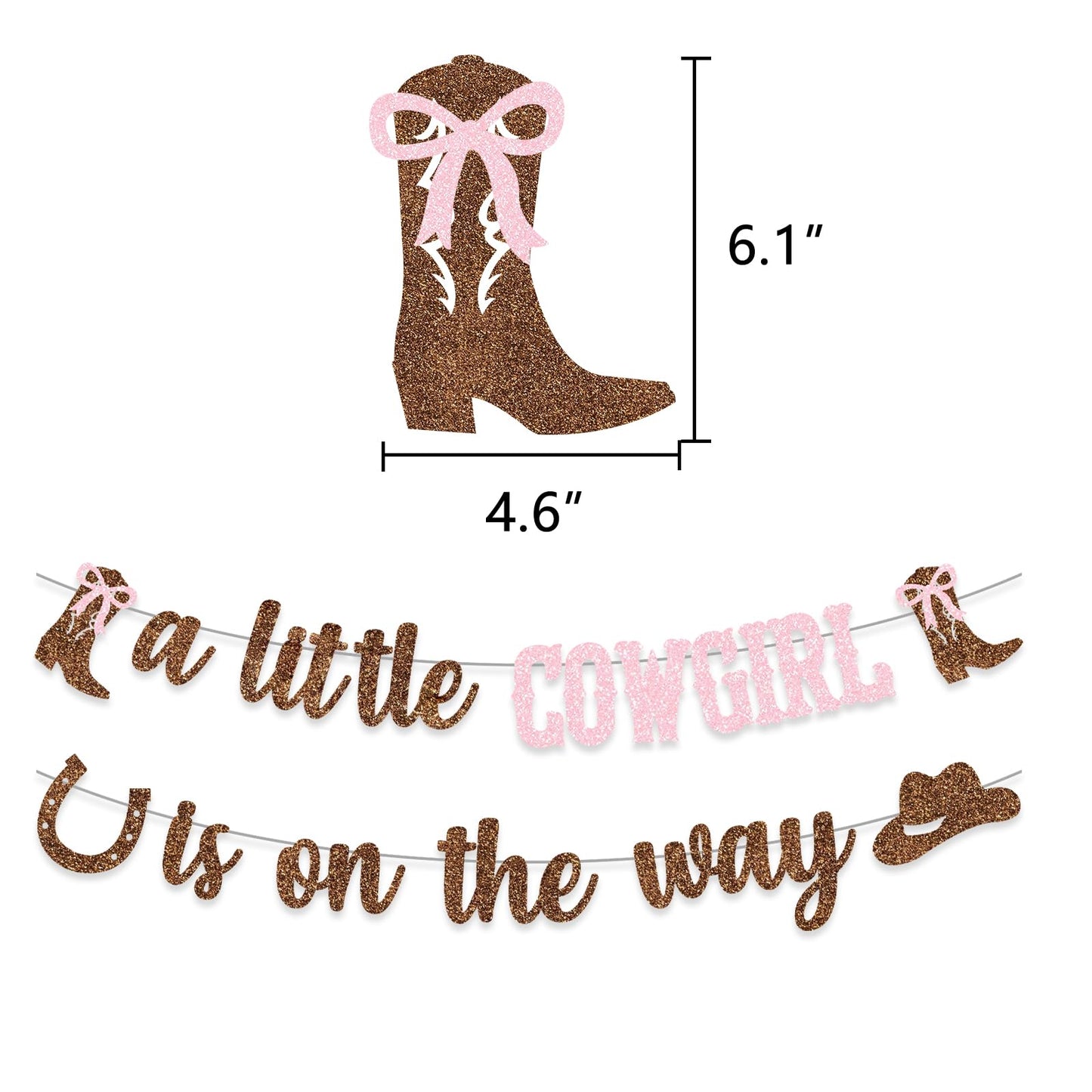Cowgirl Baby Shower Decoration A Little Cowgirl is On The Way Banner Western Boots Hats Backdrop Pink