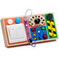 Dramation Montessori Busy Board Toys For 1-3 Years Old, Wooden Busy Board With 19 Led Lights, Switch And Button Board Toys, Sens