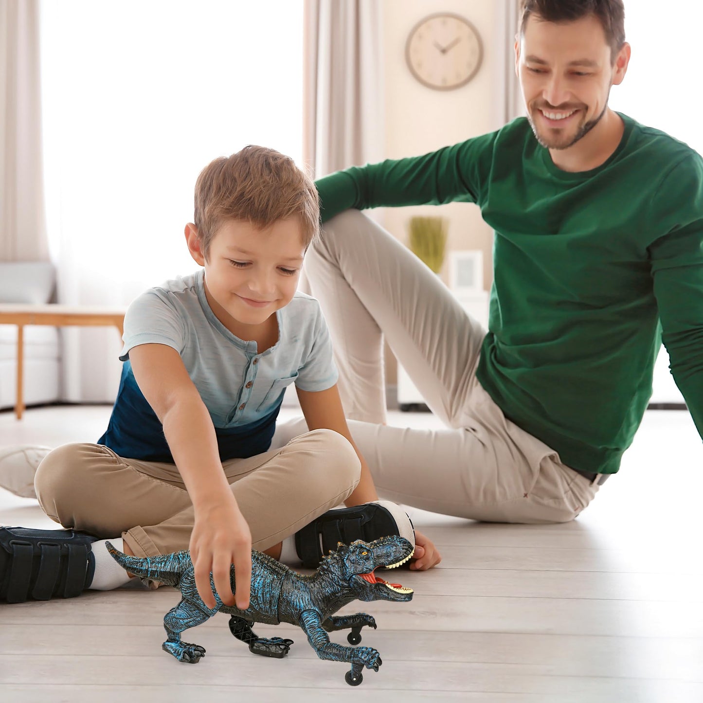 Remote Control Robot Dinosaur Toys For Kids 5-7,2.4G Electronic Rc Walking Dinosaur Pet For Boys 4-7 With Spray & Light & Roar,L