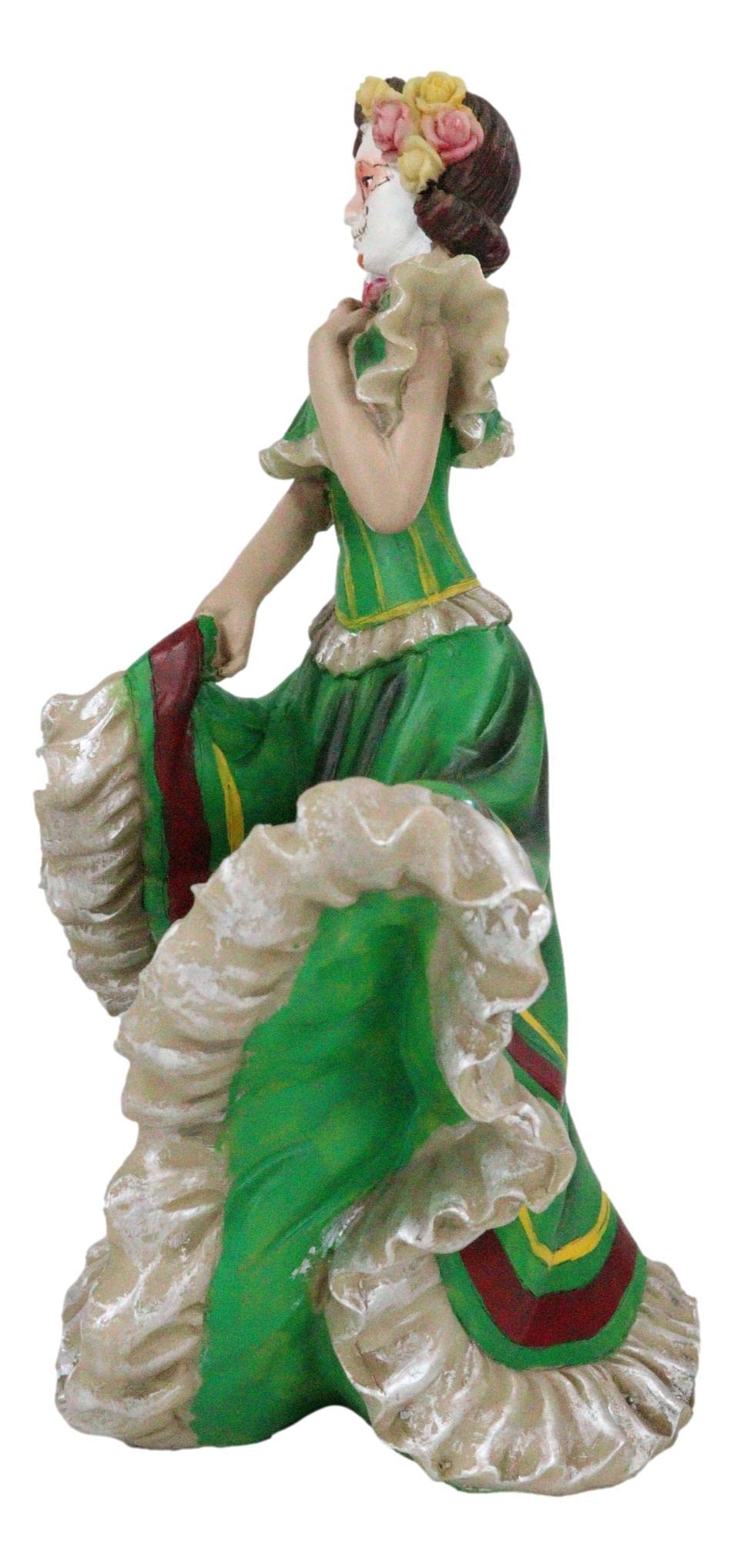 Ebros Gift Dia De Los Muertos Sugar Skull Green Gown Skeleton Ceremonial Dancer Figurine Day Of The Dead Vivas Calacas Traditional Folklore Mexico Latin Cultural Sculpture
