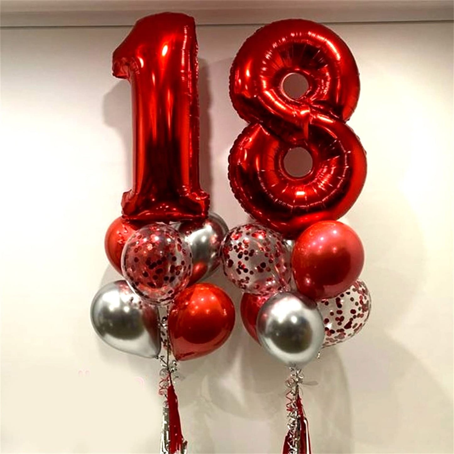 Red 20 Balloon Number, 40 Inch 20Th Birthday Balloons With Confetti Helium Latex Balloons, Jumbo Digital 0 And 2 Mylar Foil Ball