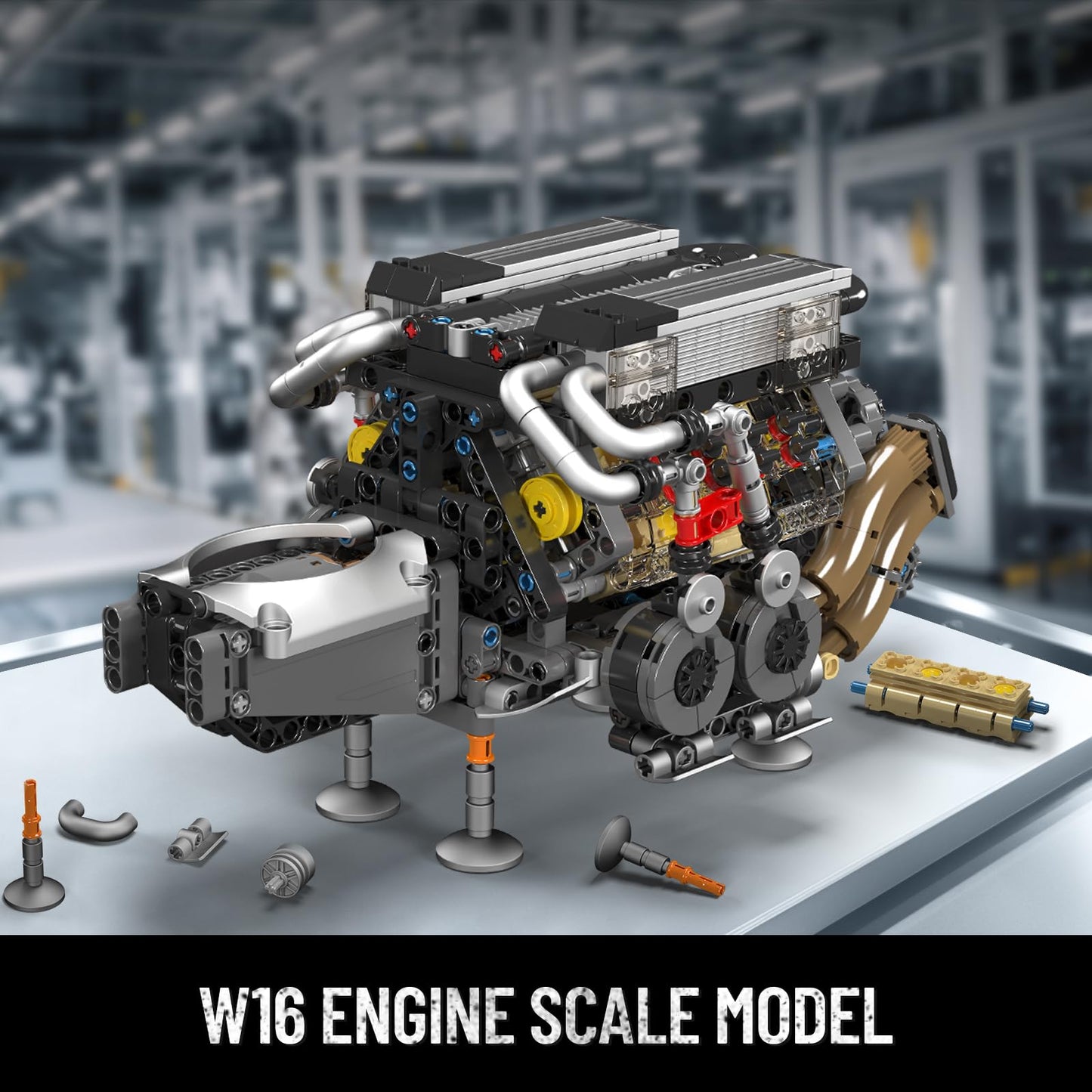 Mould King W16 Engine Building Blocks Set, Combustion Engine Model That Runs, Mini Engine Build Kit For Adults With Battery And Motor, Engineering Construction Stem Toy For Children Boys Girl(952 Pcs)