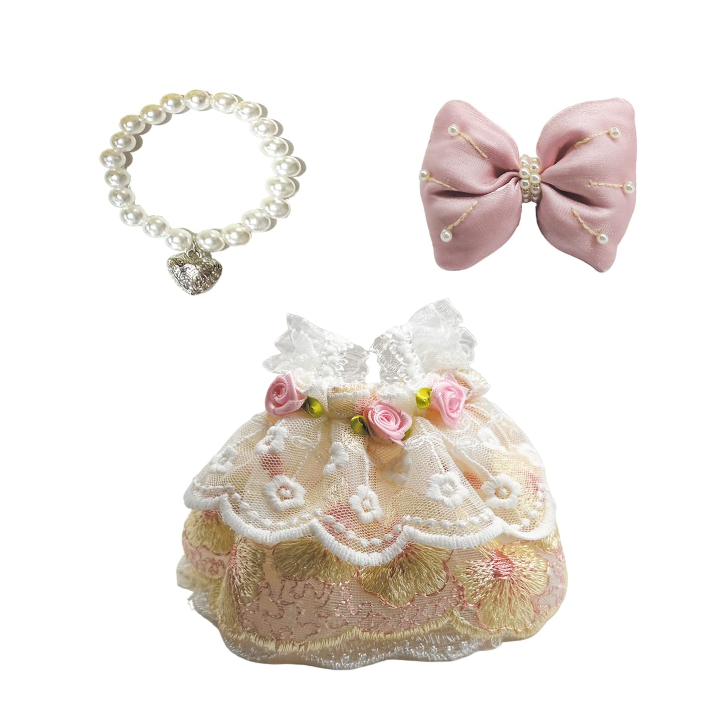 17cm Doll Clothes Set & Outfit Set for 17cm Dolls - enhanced Fashion Dresses with Accessories  elegant Chic Doll Clothing & Style Bundle Pearl Pink