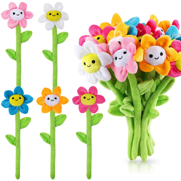 10 Pcs Plush Sunflower Flower Stuffed Bendable Stems Plush Bouquet Toy Soft Rose Flower 12.6 Inch For Christmas Classroom 2025 Mother'S Day Valentines Day Girl Girlfriend Wife(10 Pcs Colorful Daisy)