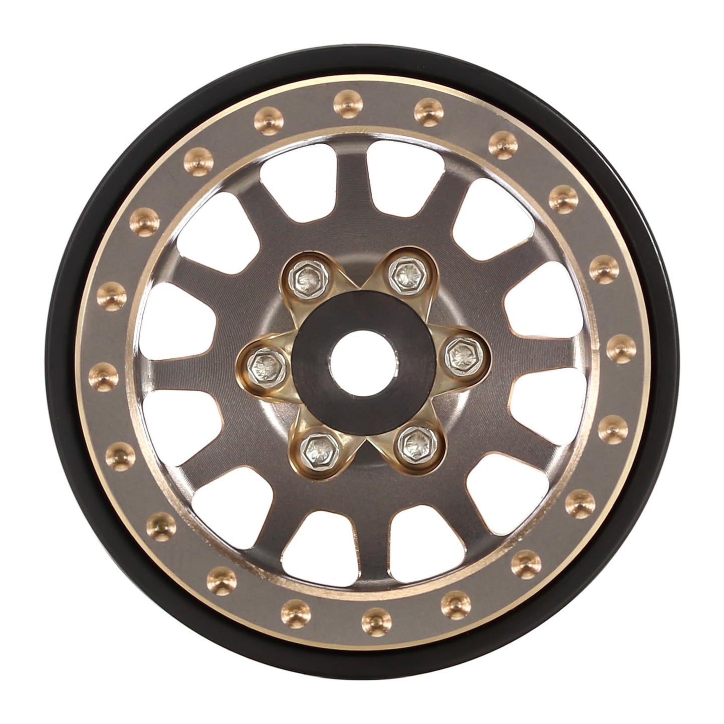 INJORA 1.0 Plus Brass Beadlock Wheel Rims 4PCS 12-Spoke Wheels for TRX4M SCX24 FCX24 1/24 1/18 RC Crawler, 42g/pcs(Grey)