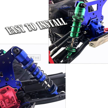 RCMYou RC Shocks Absorber Damper Upgrades Part for 1/8 Sledge 4WD #95076-4,4PCS Alloy Front Rear Big Bore Full Metal Adjustable