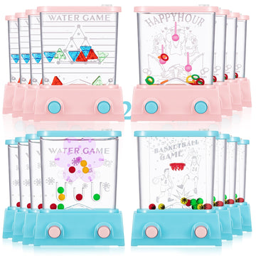 Zhanmai 16 Pcs Handheld Water Game Arcade Water Ring Toss Water Tables for Beach Toy Party Favor Fun Game, Without Water (Macaro