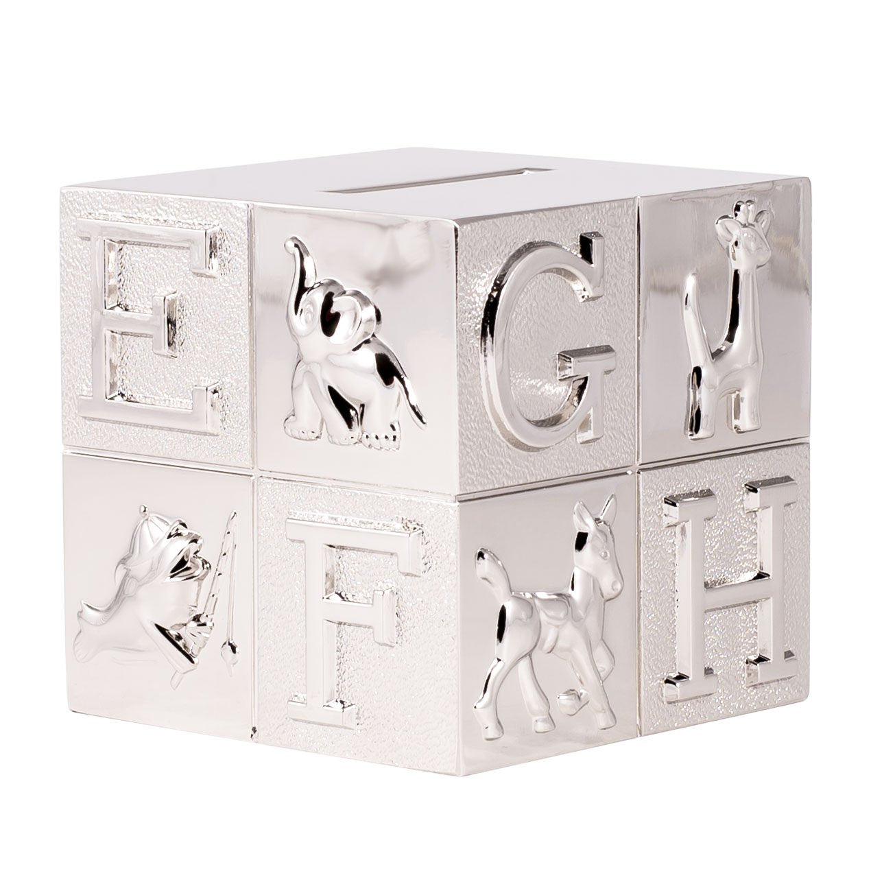 Creative Gifts International Pewter Abc Block Bank For Kids, Newborn Gift, Silver, 3      X3      X3      , Shiny Non-Tarnish Ni