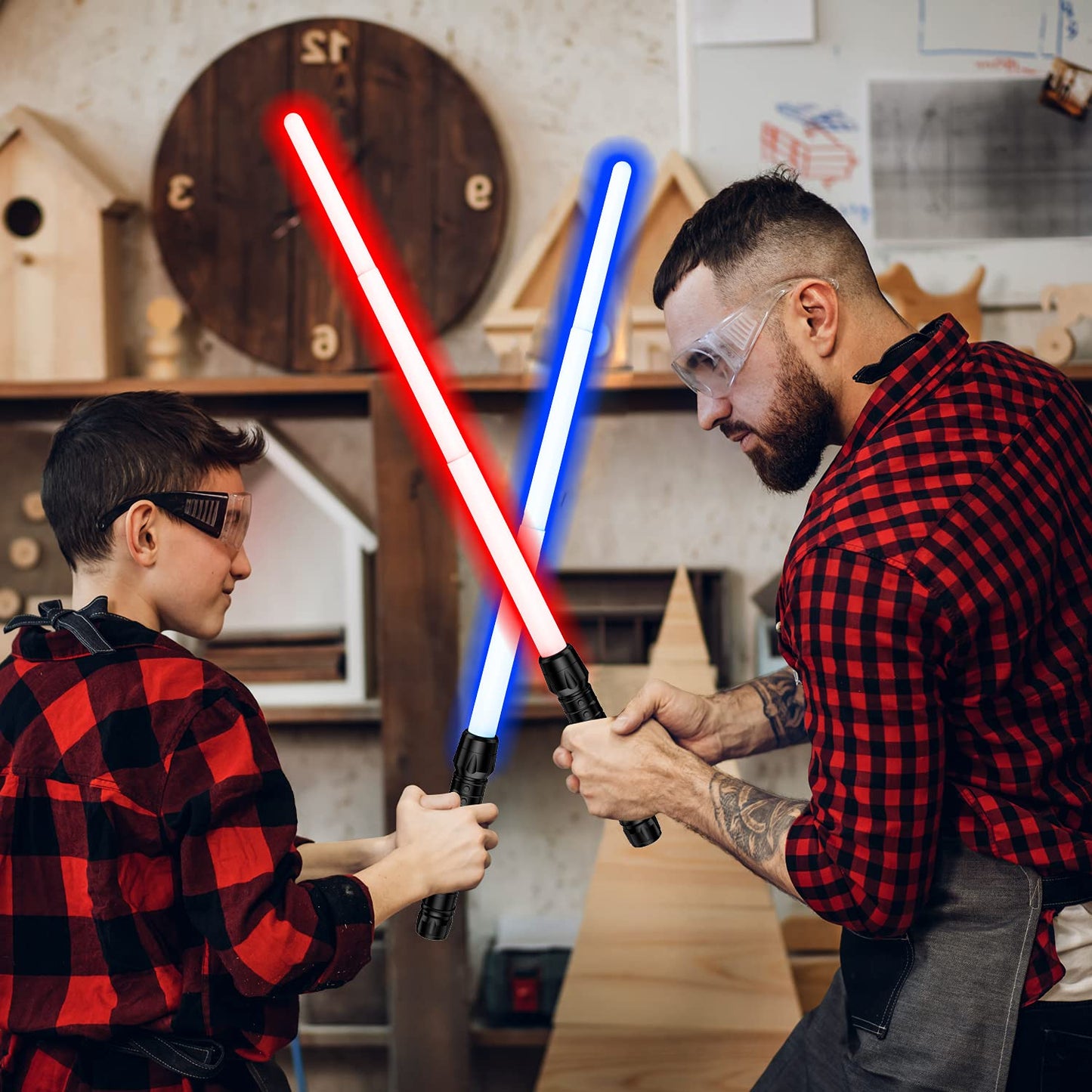 Light Sabers For Kids, Dual Light Swords Set For Xmas With Fx Sound(Motion Sensitive), 2-In-1 Light Up Saber For Halloween Dress