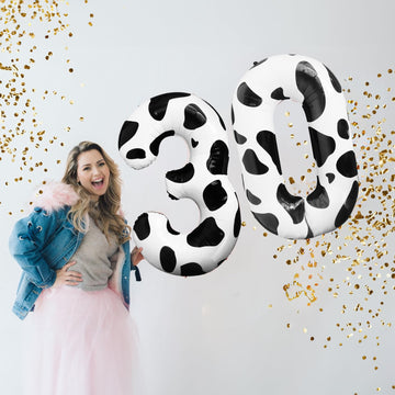 Lebery Cow Print Number Balloon 40 Inch Cow Print Number 3 Balloon Cowgirl Theme Number Balloon For 3Rd Birthday Party Cow Balloons Large Black White Number 3 Balloon For Farm Barn Party Supplies