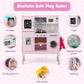 Honey Joy Pink Kids Kitchen Playset, Wooden Play Kitchen For Toddlers, Microwave, Cookware, Washing Machine, Range Hood, Blackbo