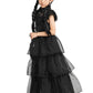 Ikali Girls Role Play Dress-Up Set With Accessories, Black Party Dress Cosplay Outfit For Kids Toddlers 4-6 Years