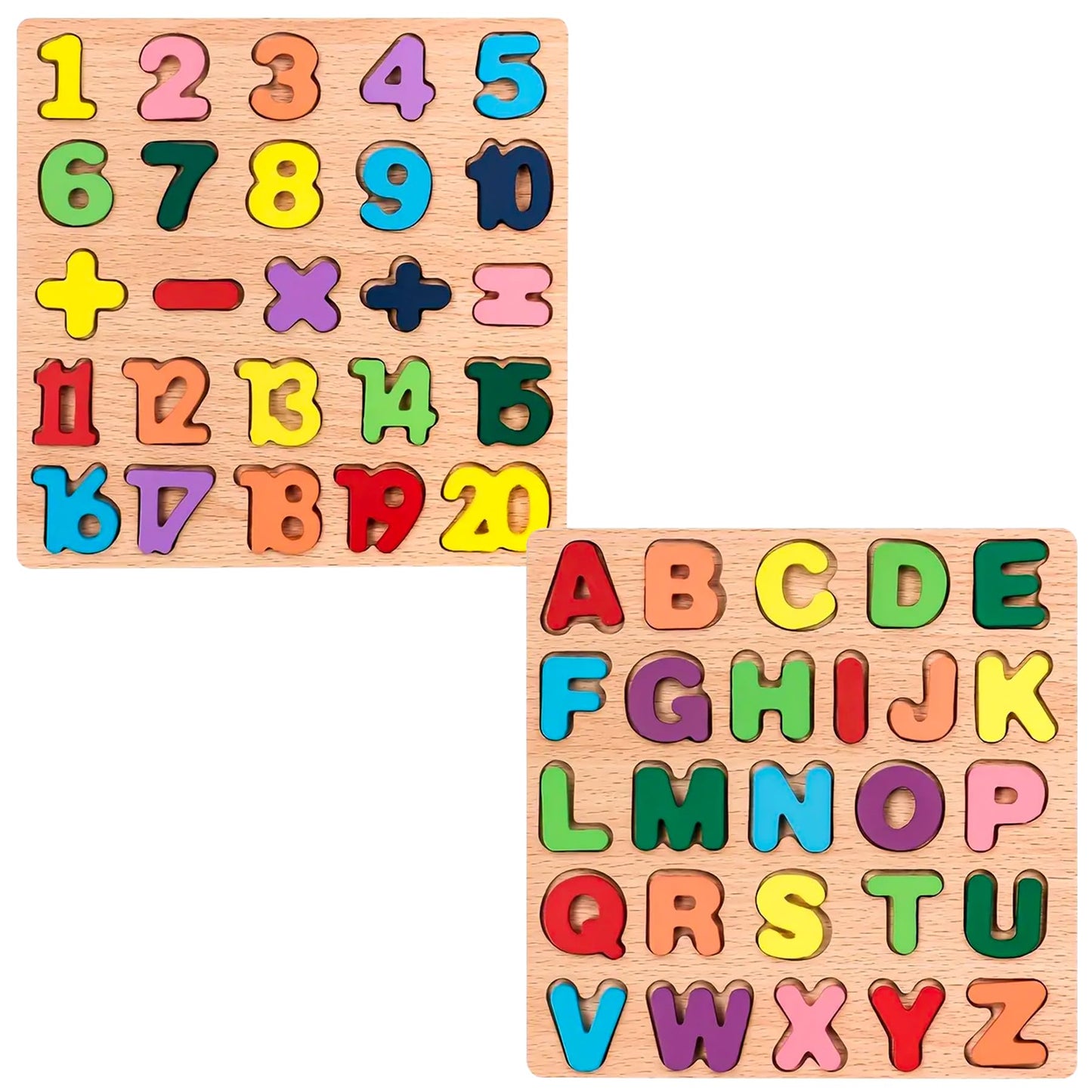 Wishkey Wooden 3D Capital Alphabets And Number Board Puzzle And Educational Puzzles For Early Learning, Non-Toxic, Colorful Toy,