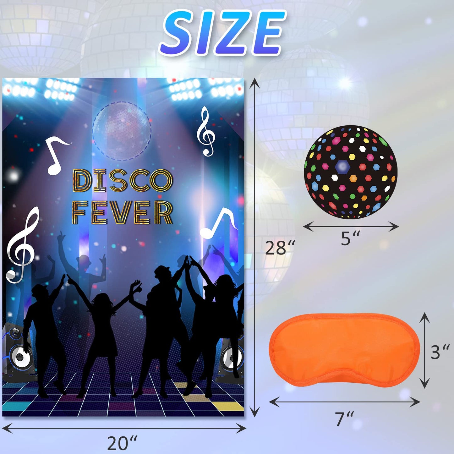 Joarhonal Pin The Mirror Ball On The Disco Party - Disco Party Games For Kids 20'' X 28'' Disco 70S Party Game Poster With 24 Re