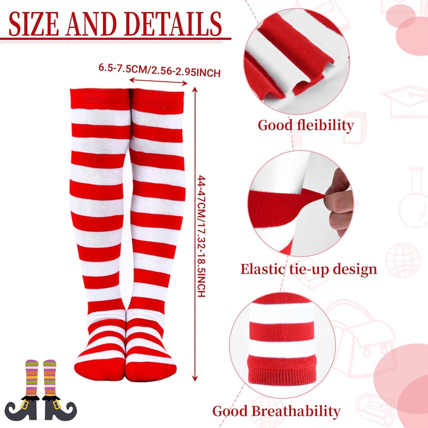 Jchrmers World Book Day Thing Costume Include Tutu Skirts Ponytail Headbands Bowties And Striped Knee Socks(Style2)