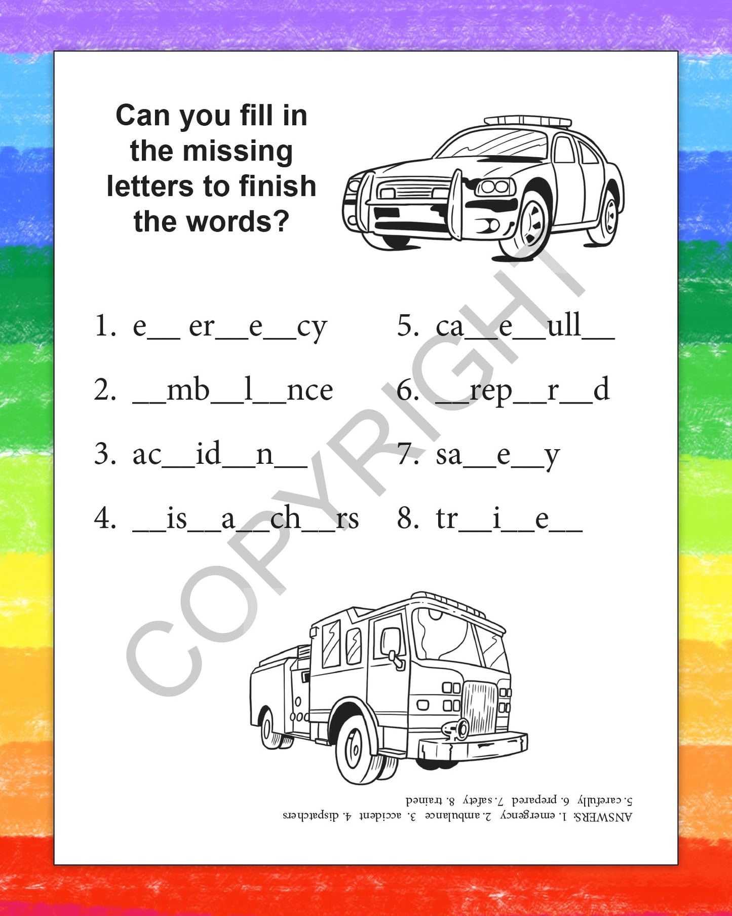 ZOCO - Learn About 911 - Coloring & Activity Books (25 Bulk Pack, with Crayons) - EMT, EMS Dispatcher, Police, Sheriff, Fire Dep