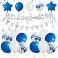 Welcome Home Decorations,Blue Silver Welcome Home Balloons Banners Set,Welcome Home Glitter Banner With Confetti Balloons,Pennan