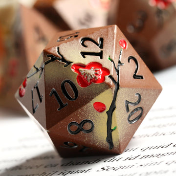 Metal Dice Set DND, DNDND 7 PCS Metallic Flowers D&D Dice with Gorgeous Gift Case for D&D Dungeons and Dragon Tabletop Game (Bro