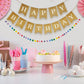 Natural Tan Burlap Happy Birthday Banner And Rainbow Pom Pom Garland, No Diy, Pre Strung And Ready To Hang, Faux Imitation Burla