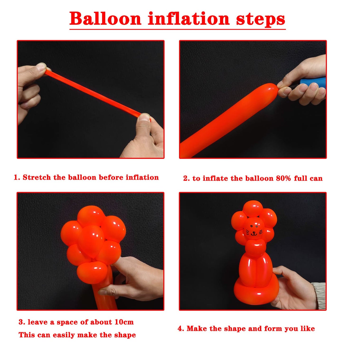260 Long Balloons 100 Pack Red Twisting Animal Balloons Thickening Latex Modeling Long Magic Balloons For Animal Model Weddings