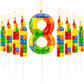 MTLEE 9 Pcs Building Block Candles Number 1-9 Building Block Birthday Candle Numeral Birthday Cake Topper Cupcake Candles for Bu